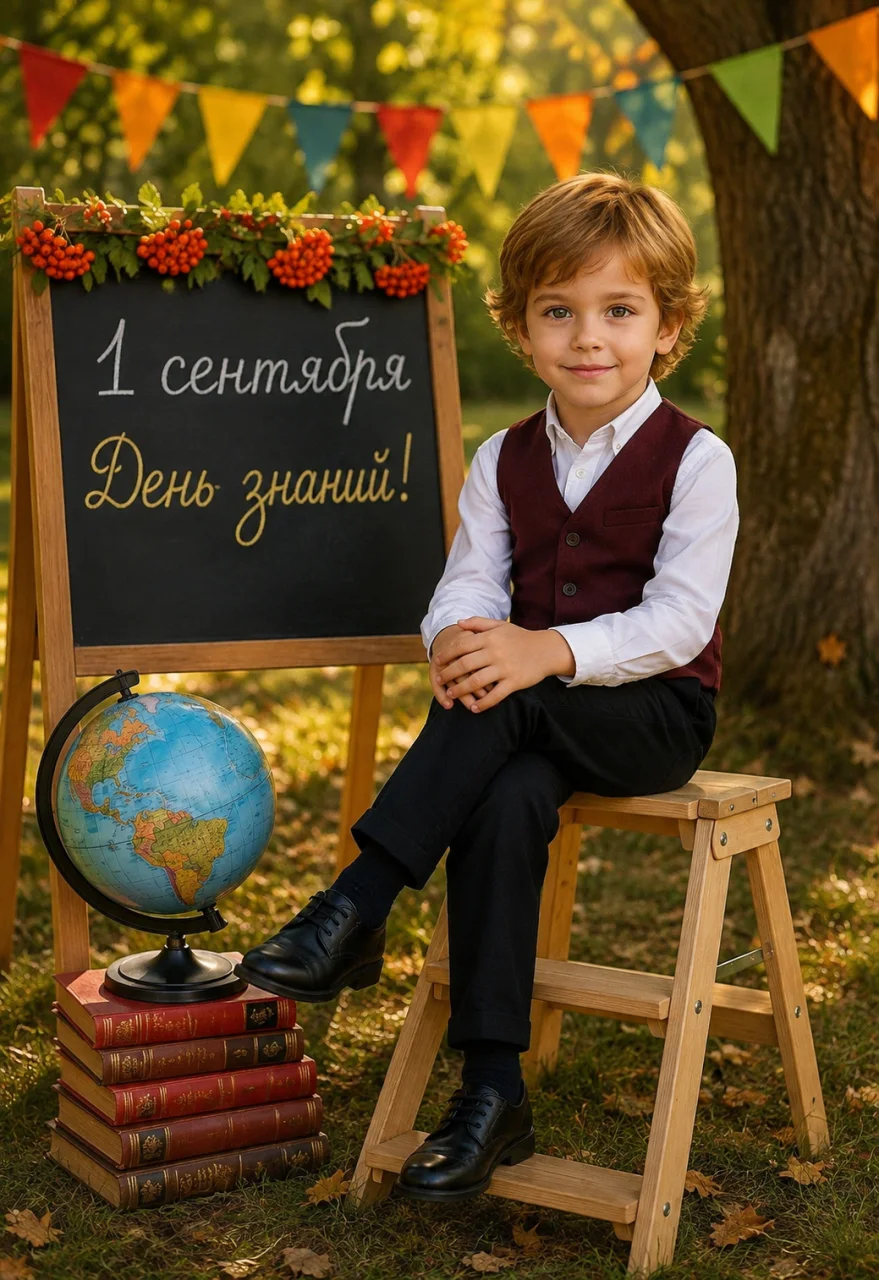 День знаний у доски в саду