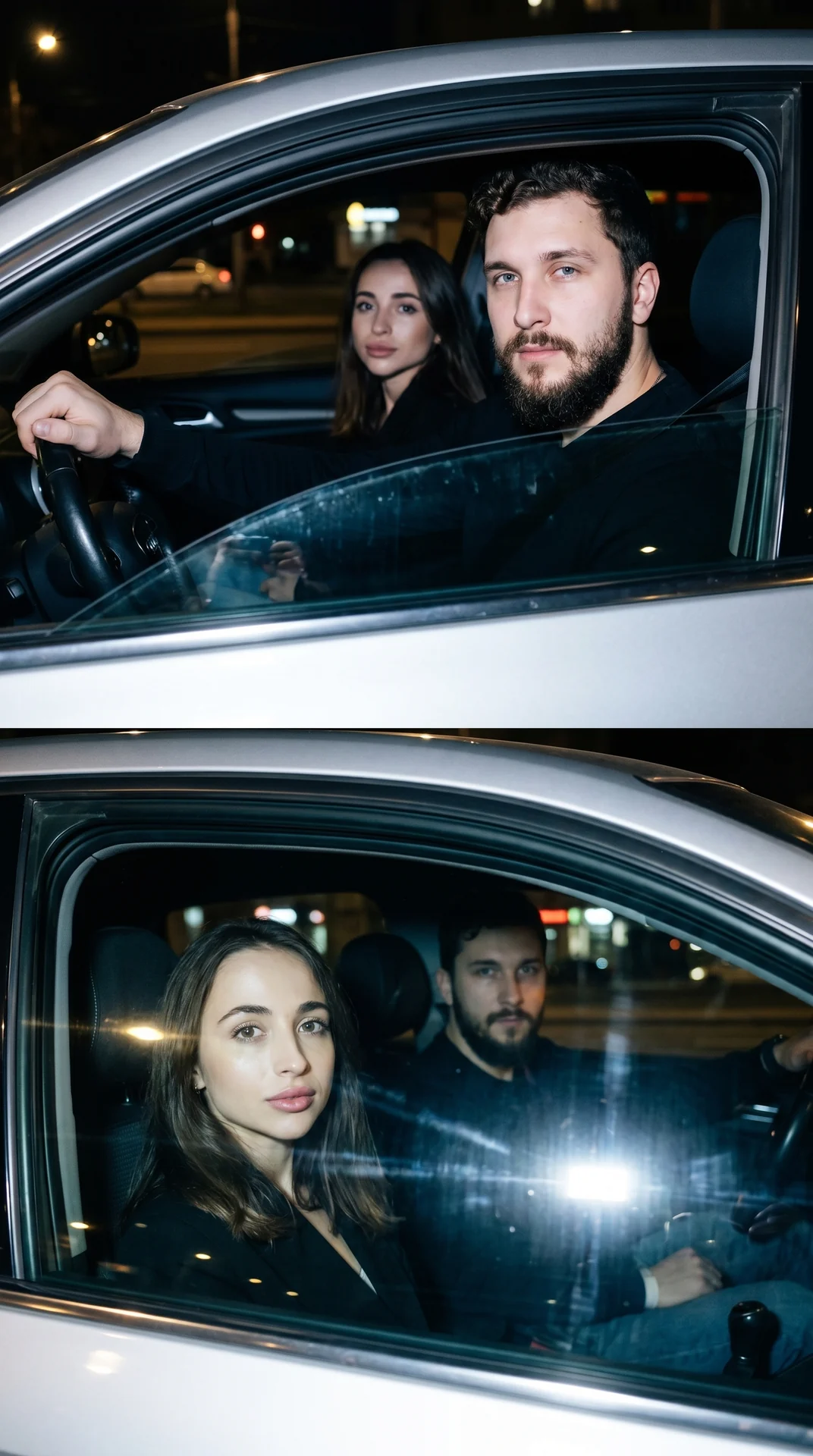 В машине вечером