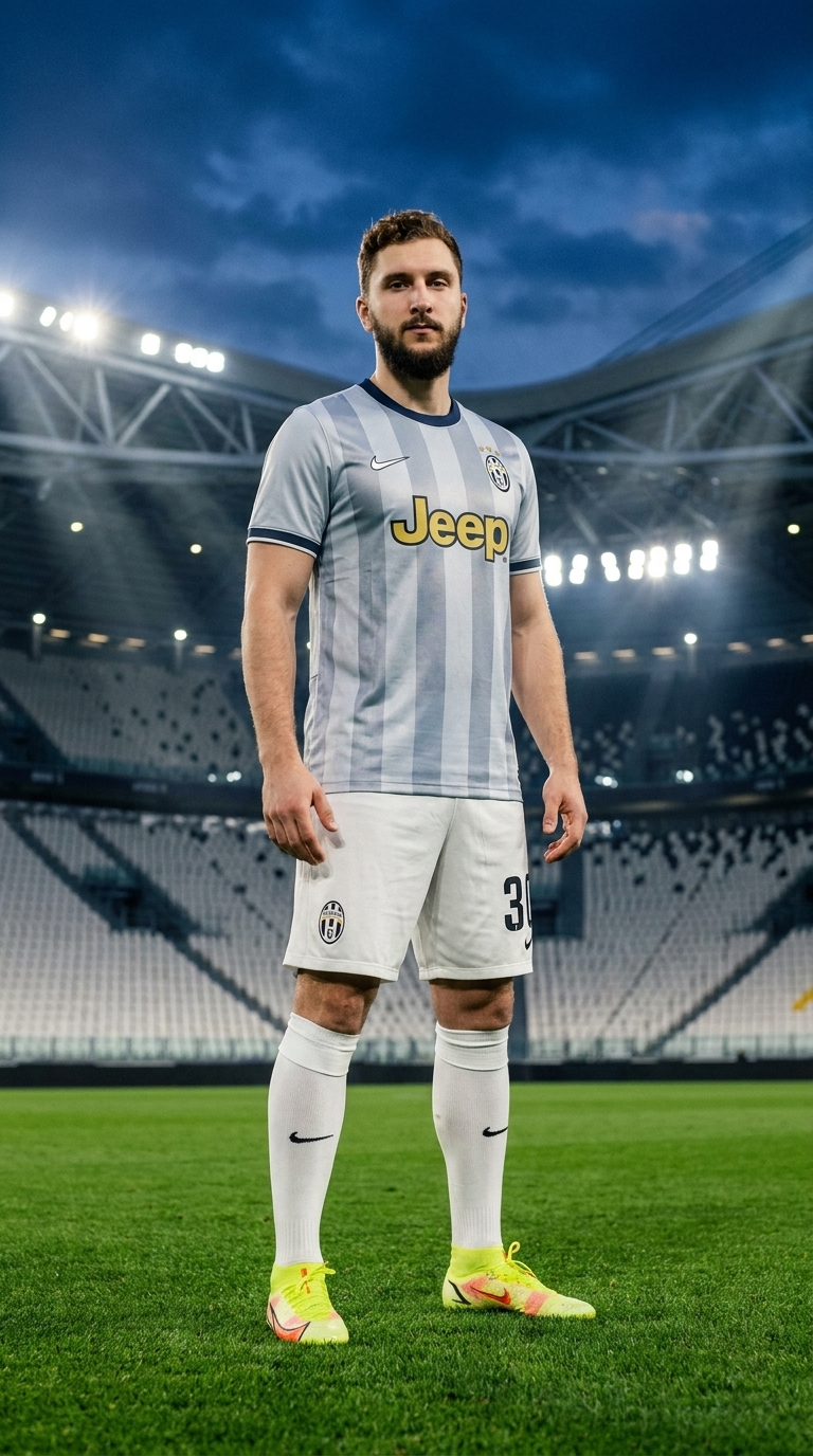 Juventus Jeep серая форма с неоновым светом на стадионе